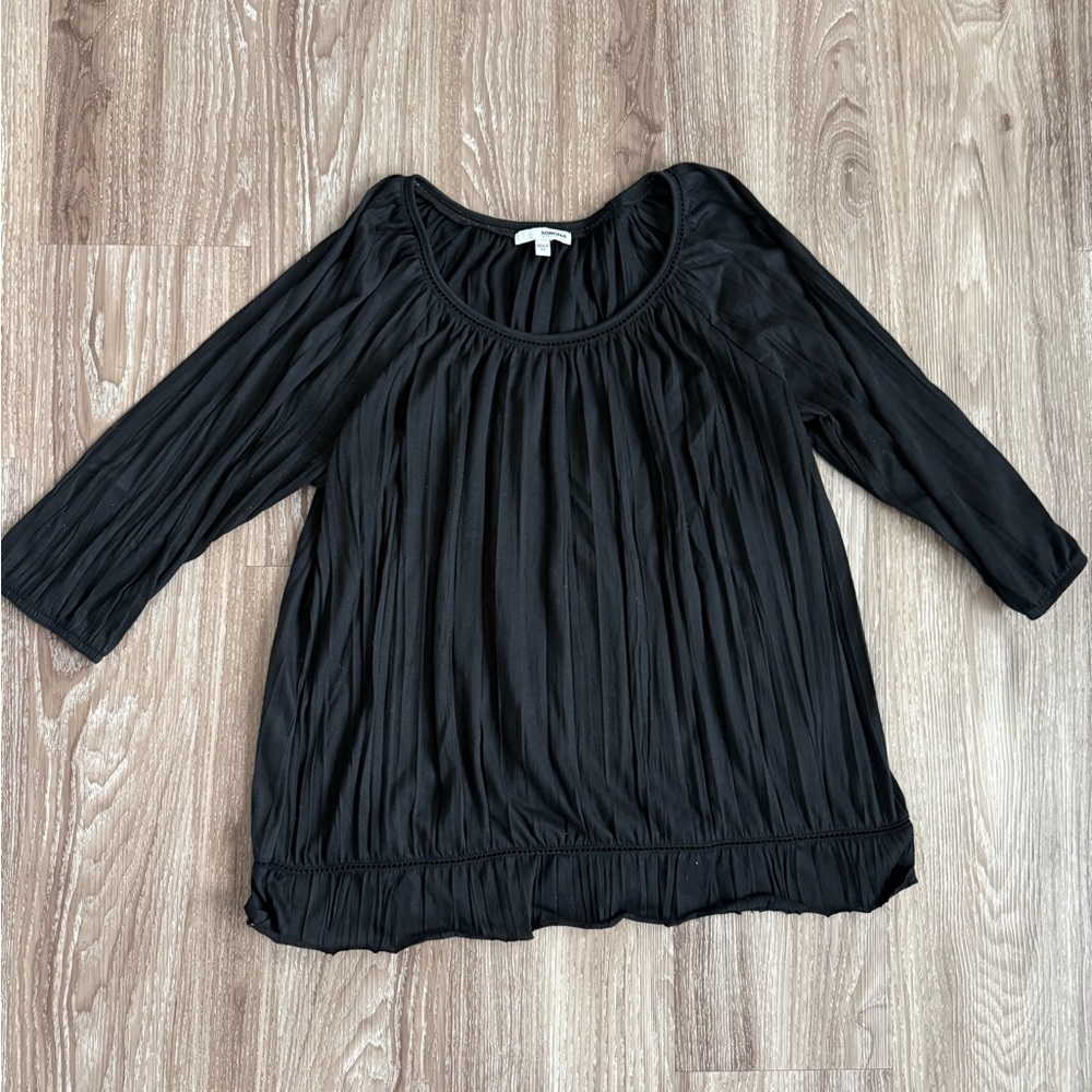 Sonoma Black Scoop Neck Pleated Tunic